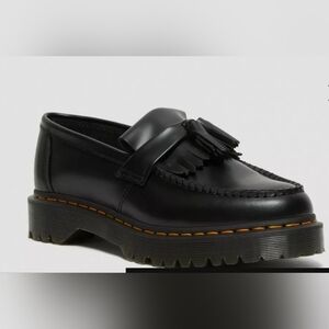 Dr. Martens Black Fringe Leather Platform Loafers. NEVER worn.